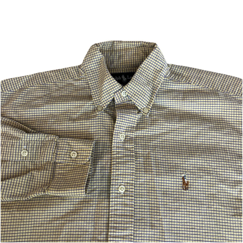 Ralph Lauren Blake Shirt Mens Small Purple Yellow Check L/S Button-Up Flesh Pony